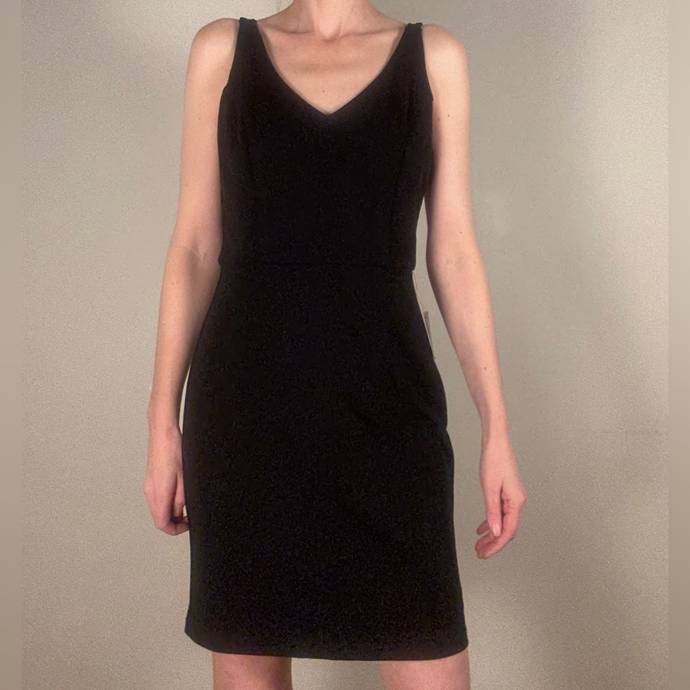 Bebe Black Crepe Zipper Back Detail Midi Dress Women’s Size US 6